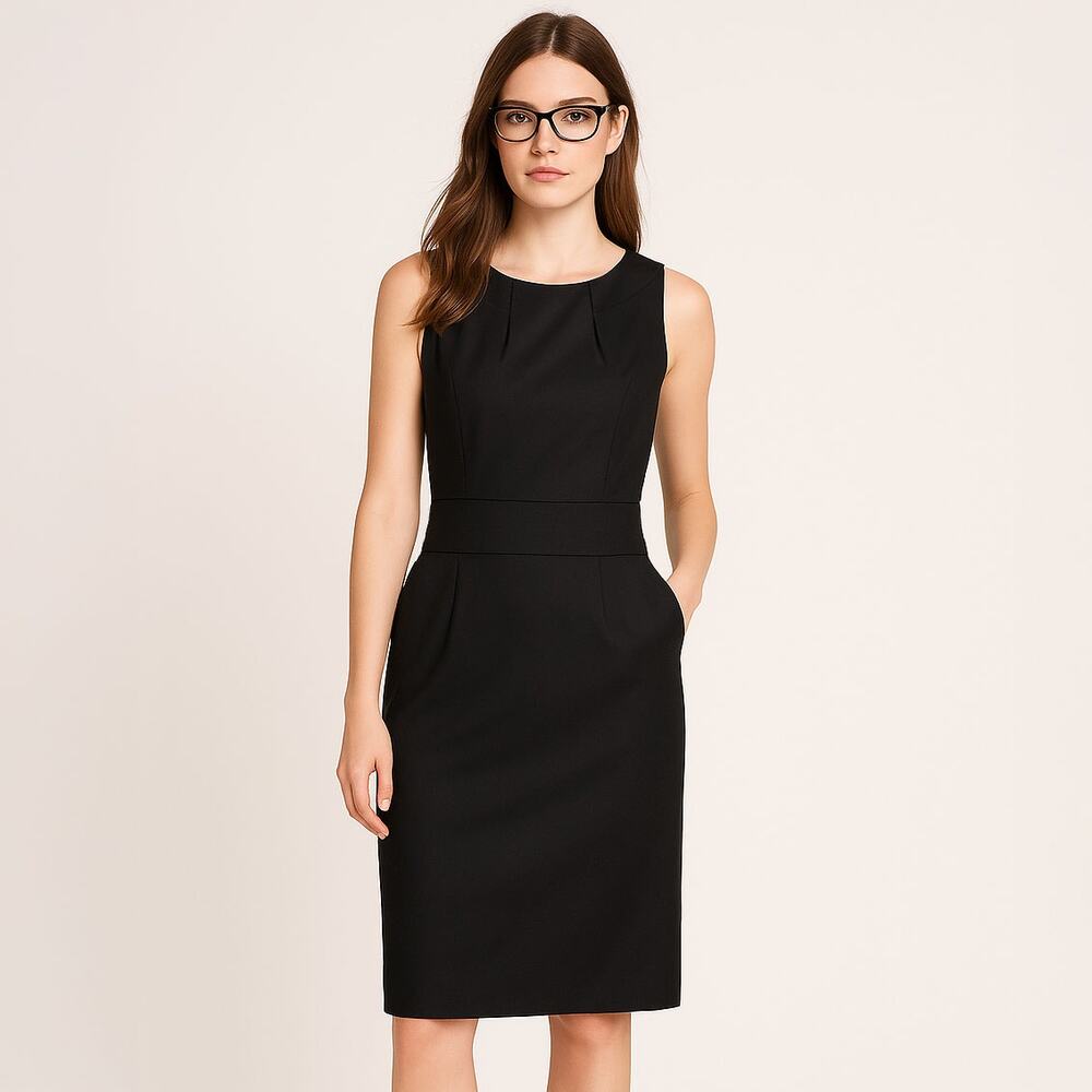 J Crew Suiting Black Sleeveless Dress Sz O Petite